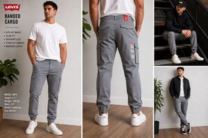 New Levi's Men 36x34 Banded Cargo Jogger Hiking Pants Tapered Stretch Comfort